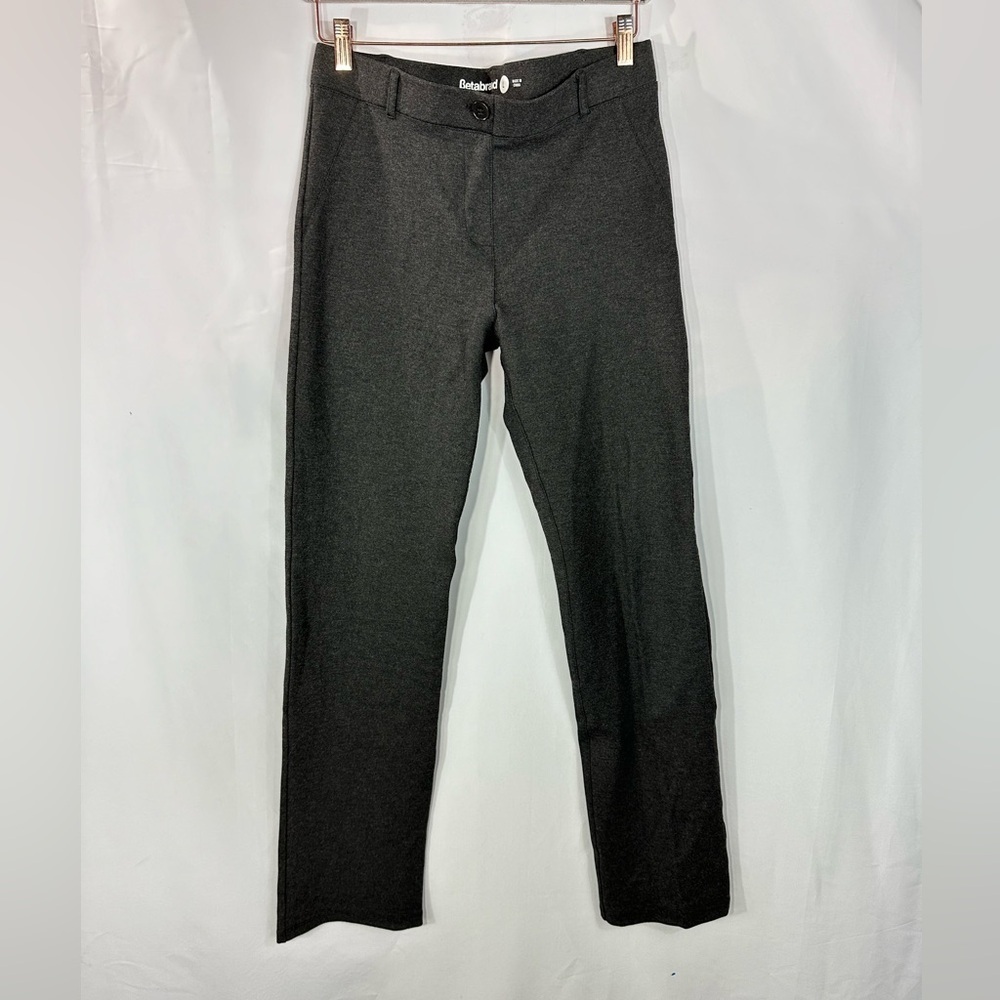 Betabrand dark grey straight leg dress yoga pants size L